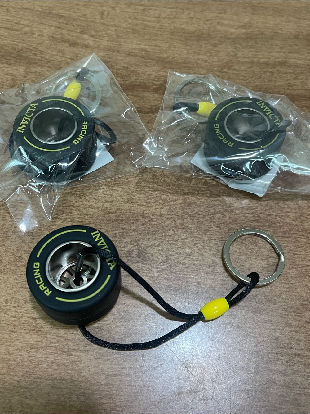 Invicta Black & Yellow Racing Tire Keychain